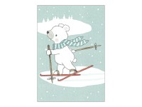 Christmas Winter Postcard - Skiing