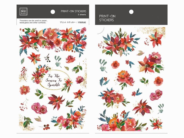 MU Print-On Transfer Stickers 152 - Red Christmas Flower