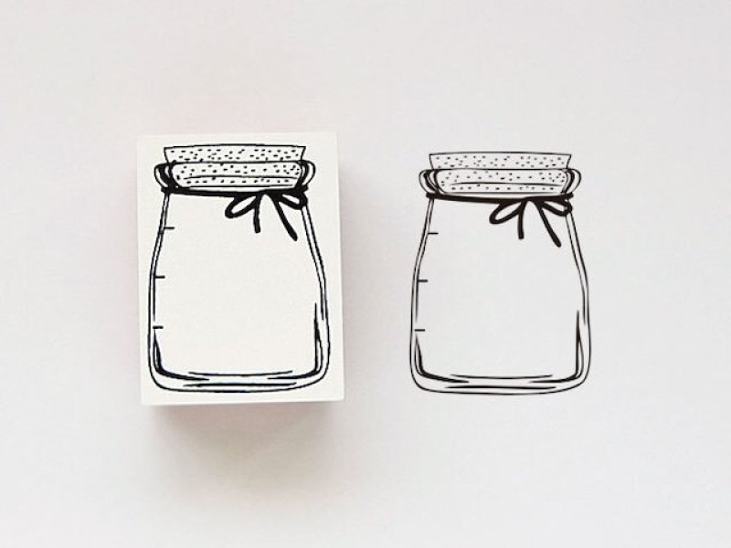 Ponchise Wooden Rubber Stamp - Glass Bottle