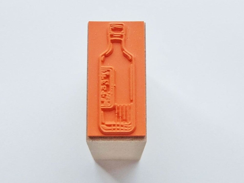 Ponchise Wooden Rubber Stamp - Antique Bottle