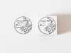 Ponchise Wooden Rubber Stamp Round Date Label - Eucalyptus