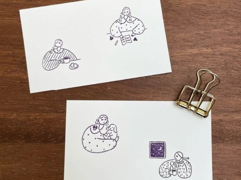Stamp Marche Girl Rubber Stamp - Sweets