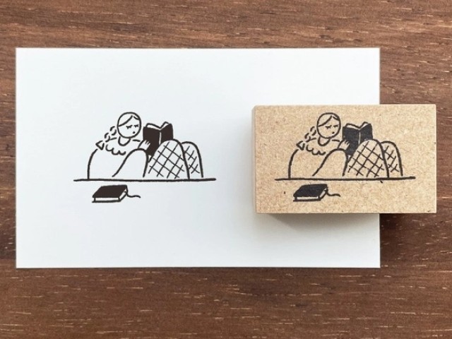 Stamp Marche Girl Rubber Stamp - Reading a Book