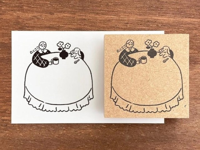 Stamp Marche Girl Rubber Stamp - Tea Party