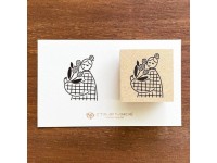 Stamp Marche Girl Rubber Stamp - Holding Flowers