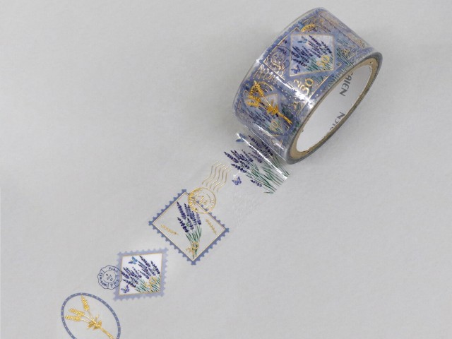 Saien Clear Tape Gold Foil Postmark Stamp - Lavender