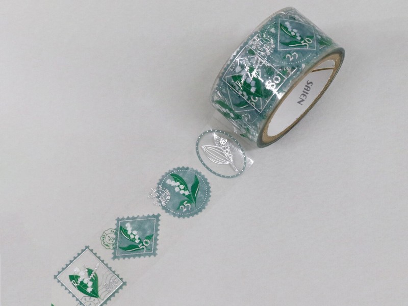 Saien Clear Tape Silver Foil Postmark Stamp - Lily Of The Valley