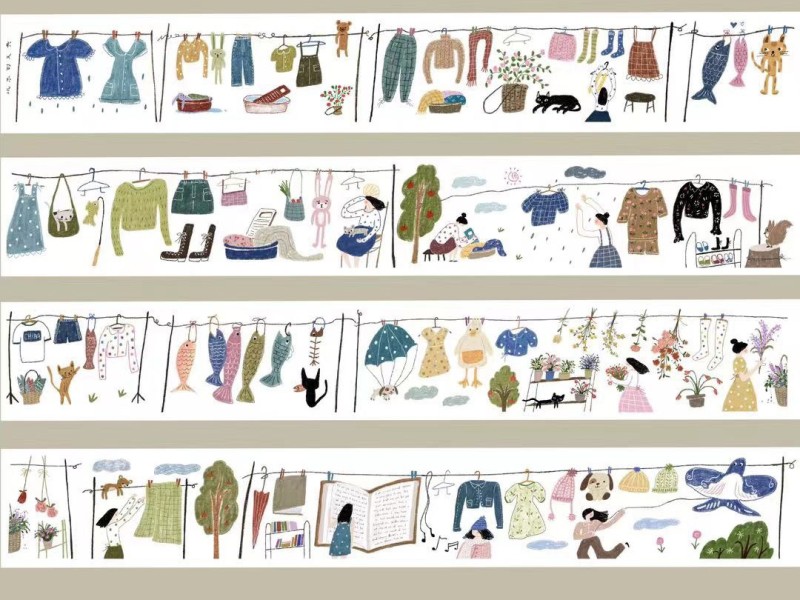 Wongyuanle Washi Tape Vol.6  - Row Of Clothes