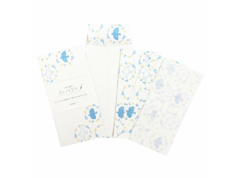 Furukawa Paper Letter Set Mino Washi - Birds And Flowers