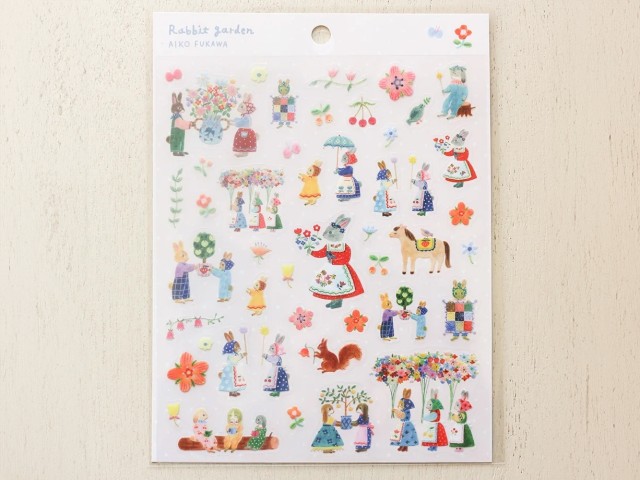 Cozyca x Aiko Fukawa Clear Stickers - Rabbit Garden