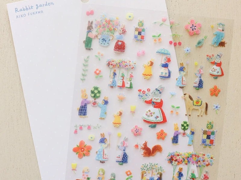 Cozyca x Aiko Fukawa Clear Stickers - Rabbit Garden