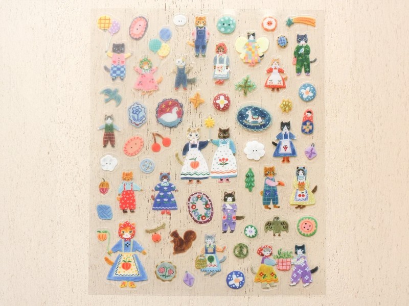 Cozyca x Aiko Fukawa Clear Stickers - Cats And Buttons