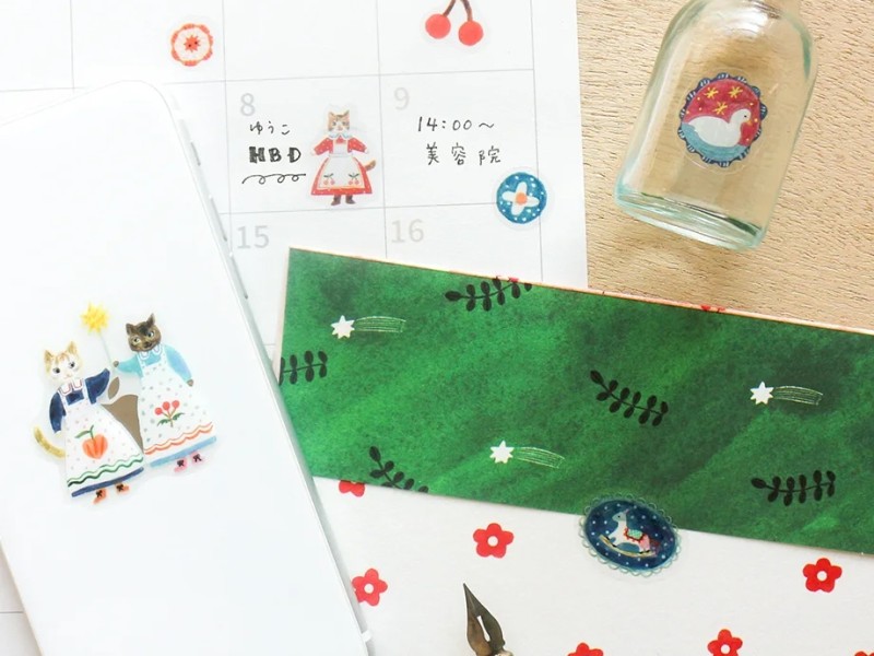 Cozyca x Aiko Fukawa Clear Stickers - Cats And Buttons