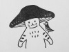 4Legs Rubber Stamp Mushroom Cat - Hello