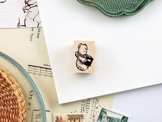 Krimgen Rubber Stamp No.236 - Reading Teddy Bear