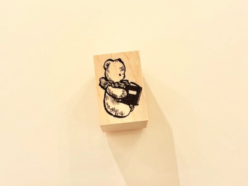 Krimgen Rubber Stamp No.236 - Reading Teddy Bear