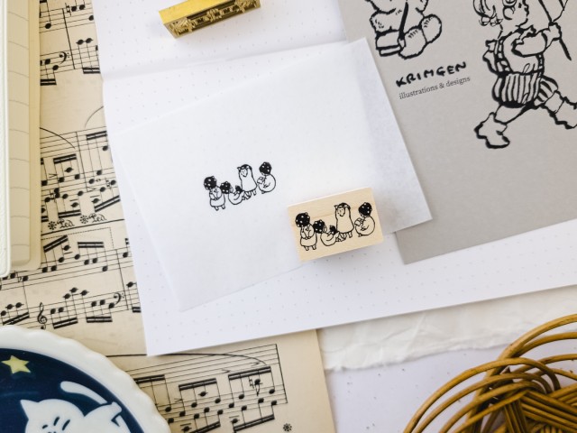 Krimgen Rubber Stamp No.128 - Mushroom Kids