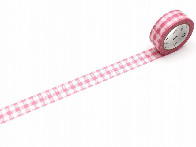 MT Deco Washi Tape - Striped Gingham Check Pink