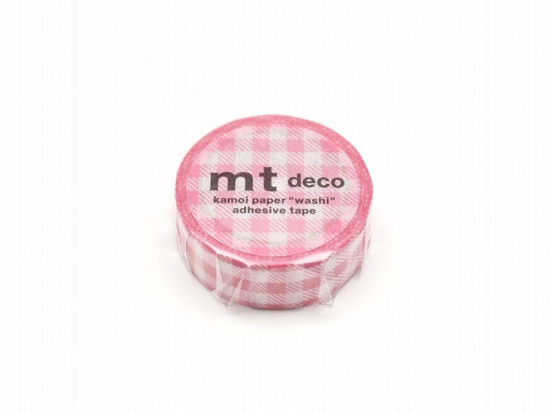 MT Deco Washi Tape - Striped Gingham Check Pink
