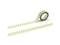 MT Deco Washi Tape - Striped Gingham Check Light Moss Green