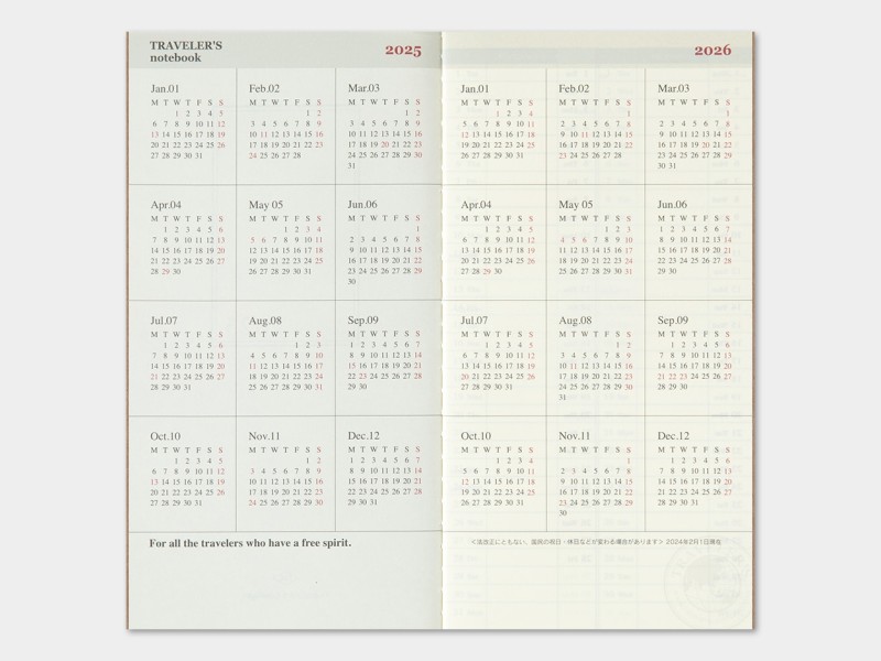 Pre-Order 2025 Weekly Vertical Diary - Traveler's Notebook Refill Set (Regular Size)