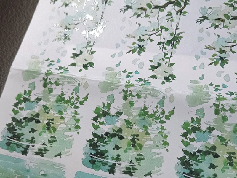 Notte Studio Washi Tape Sample - Falling Leaves Green