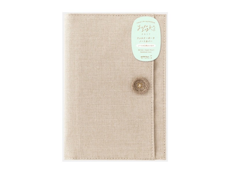 Midori Yuru Log B6 Notebook Cover - Beige Fabric