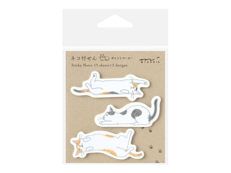 Midori Sticky Notes - Relaxed Cat Index Markers