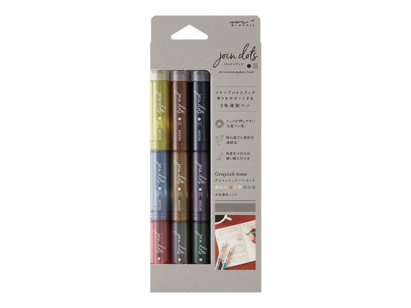 Midori Join Dots Interconnecting Pen Set in Grayish Tones