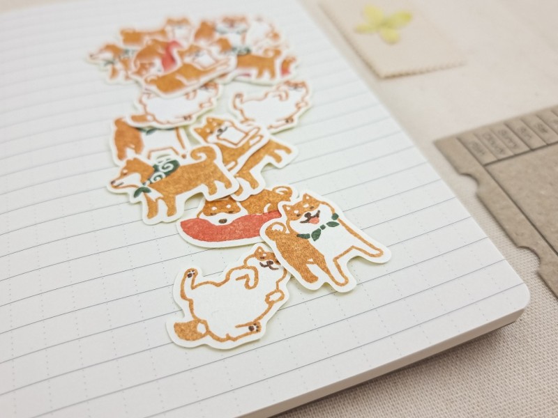 Furukawa Paper Flake Stickers - Shiba Inu