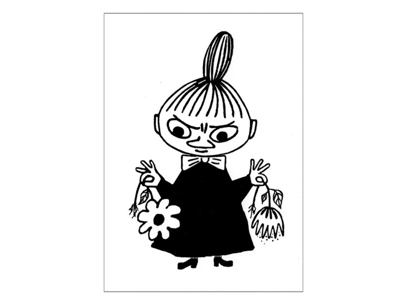 Moomin Postcard Simple Black And White Little My