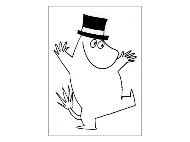 Moomin Postcard Black And White - Moominpappa