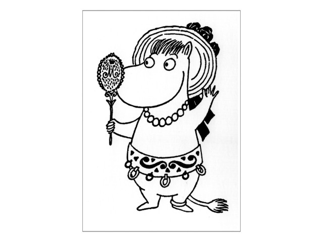 Moomin Postcard Black And White - Snork Maiden