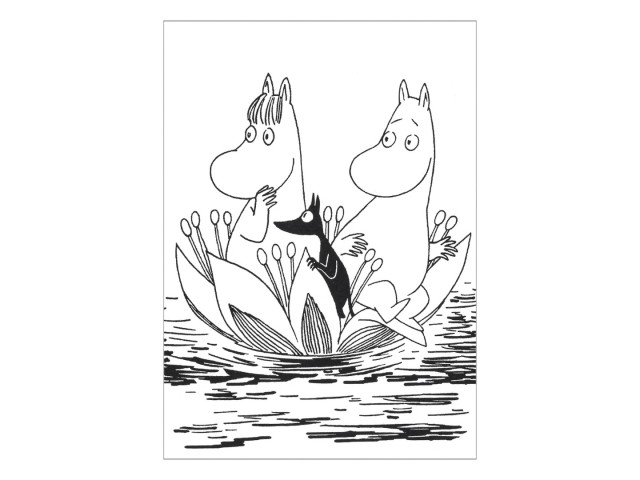 Moomin Postcard Black And White - Snork Maiden And Moomintroll