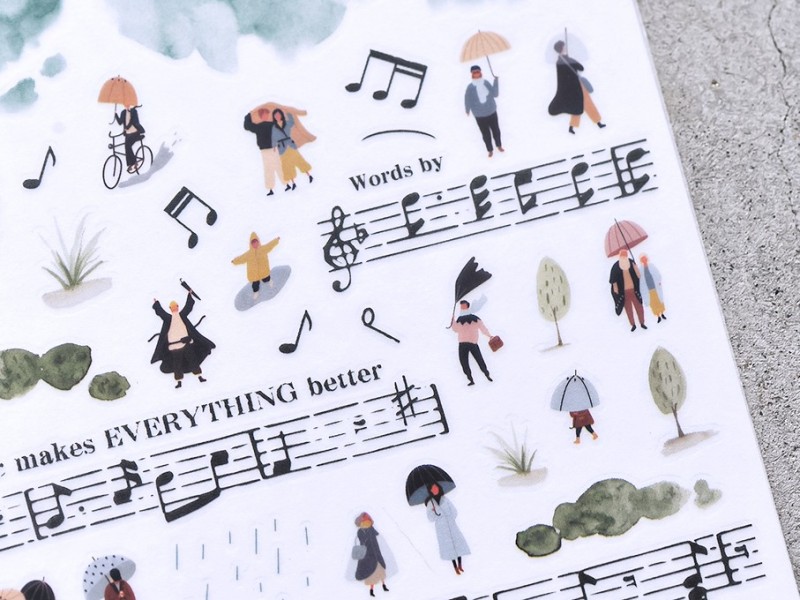 MU Print On Stickers Walking In The Rain