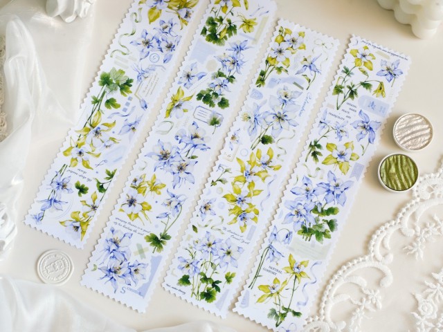 Luyu Studio Botanical Washi Tape Sample - Aquilegia