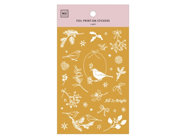MU Gold Foil Rub-On Stickers Limited Edition - Bird On Branch
