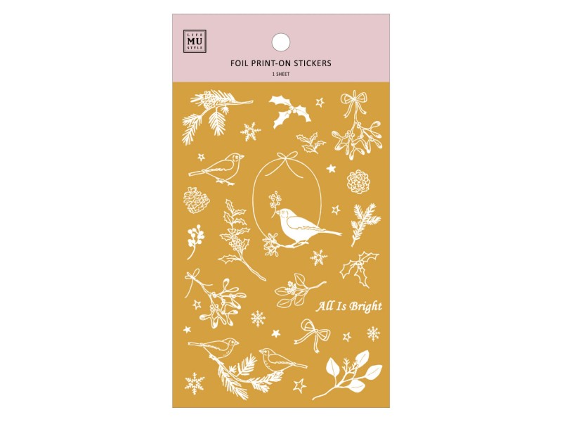 MU | Gold Foil Rub-On Transfer Stickers Winter Limited Edition - Bird On Branch