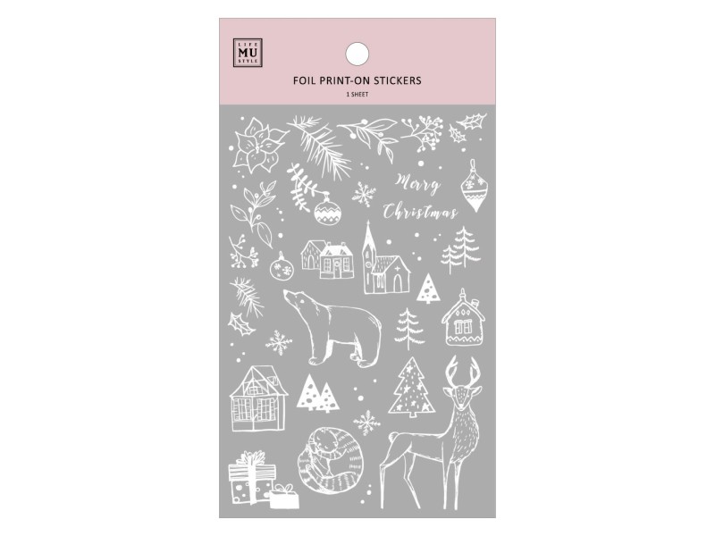 MU | Gold Foil Rub-On Transfer Stickers Winter Limited Edition - Snowy Village