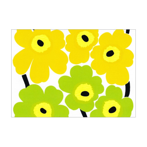 Marimekko Postcard Maija Isola Unikko - Yellow Green Flowers | Kuldlelu