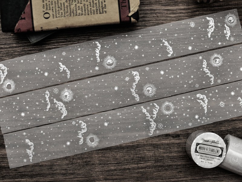 Miao Stelle Tracking Paper Tape - Moon And Stars White